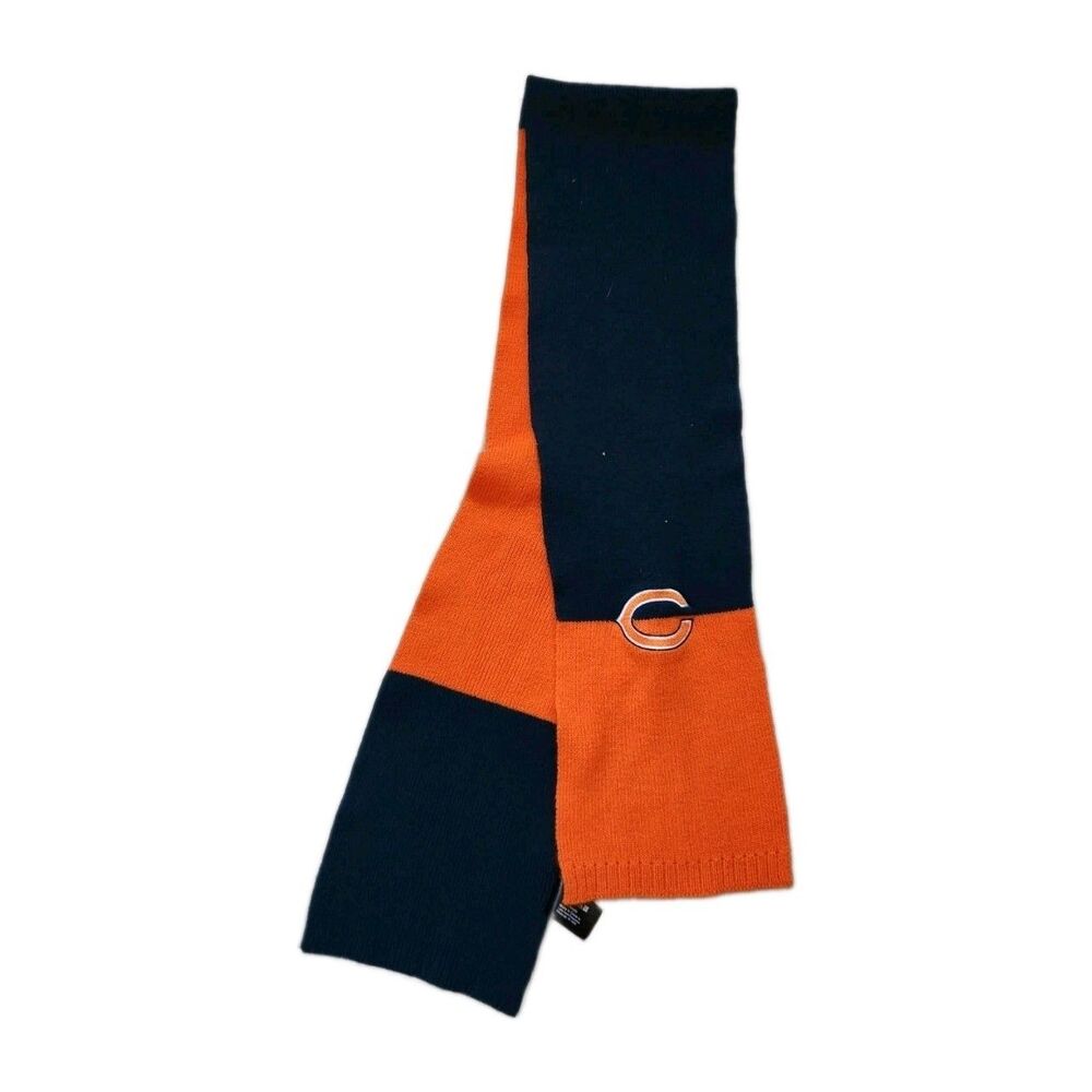 Little Earth Chicago Bears Knit Colorblock Scarf Orange Blue Logo Adult Unisex